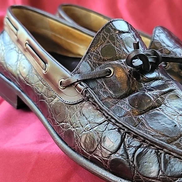 COLE HAAN sz11 Genuine Alligator Handmade Italian Boat Shoe Loafer